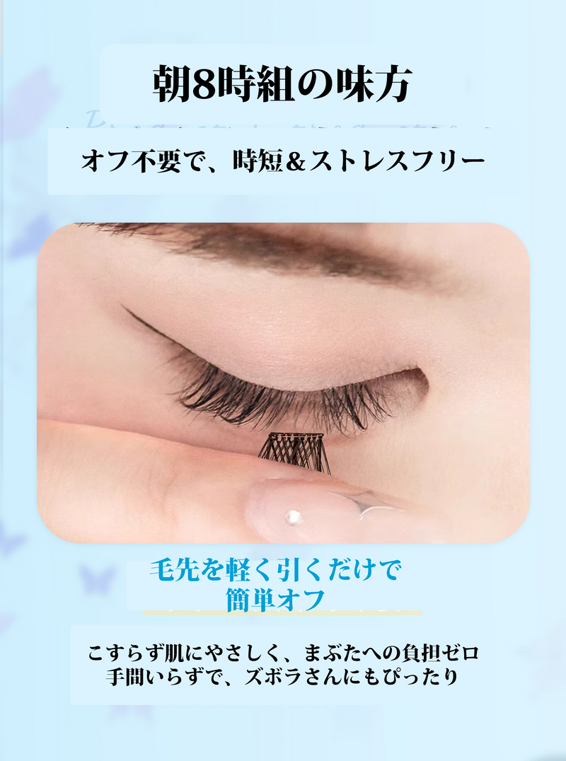 つけまつげ のリ不要 ２秒マツエク 落ちにくい 5Dつけまつげ 60束入 ブラック 可愛い 5Dつけまつげ 立体感 自然派 人気 束感 部分 初心者 接着剤不要で簡単装着 長持ち 長時間キープ 耐久性が高い アイメーク 自然な束感 粘着力強い 繰り返し利用