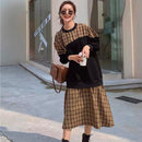 LILIANDILAN フェイクスウェットチェック柄ドレス　ブラック