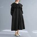 LILIANDILAN ラッフルネックワンピース　ネービー 009#