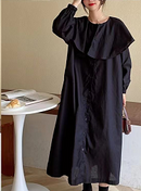 LILIANDILAN ラッフルネックワンピース　ネービー 009#