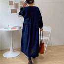 LILIANDILAN ゆったりクールネックシャツワンピース　ブラック 008#