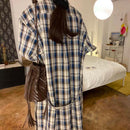 LILIANDILAN ワンピース チェックロングシャツ　ブール　789#