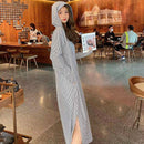 LILIANDILANストライプパーカーワンピース　ブラック