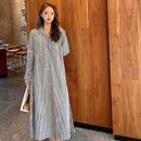 LILIANDILANストライプパーカーワンピース　ブラック