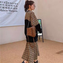 LILIANDILAN フェイクスウェットチェック柄ドレス　ブラック