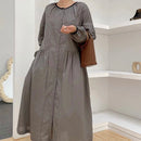 LILIANDILAN ゆったりクールネックシャツワンピース　かキーいろ 008#