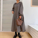 LILIANDILAN ゆったりクールネックシャツワンピース　かキーいろ 008#