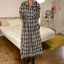 LILIANDILAN ワンピース チェックロングシャツ　ブール　789#
