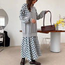 LILIANDILANフェイクスウェットチェック柄ドレス　グレー