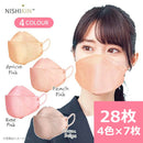 KF94 4層フィルター ブリリアントメイクアップマスク 4色×7枚 28枚入 EC不織布 立体型 小顔 口紅 ピンク 血色 カラー ピンクマスク 血色マスク 曇り メガネ 個包装 3D立体型 3D 可愛い ブリリアントマスク マスク PFE BFE VFE 花粉 99%