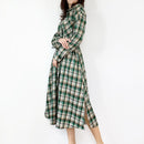 LILIANDILAN チェックロングシャツ　グリーン　789#