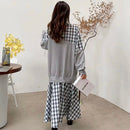 LILIANDILANフェイクスウェットチェック柄ドレス　グレー