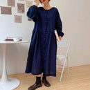 LILIANDILAN ゆったりクールネックシャツワンピース　ブラック 008#