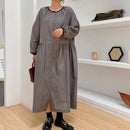 LILIANDILAN ゆったりクールネックシャツワンピース　かキーいろ 008#