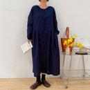 LILIANDILAN ゆったりクールネックシャツワンピース　ブラック 008#